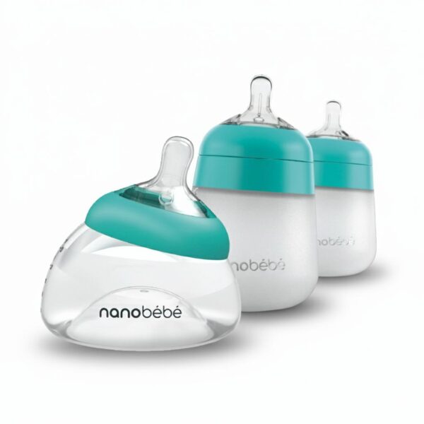 Set X 3 Teteros New Nanobebé De 5,y 9 Onz  Color verde Azuado